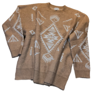 Heyson Tan Sweater with White Tribal Print - 2XL